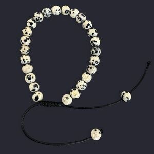 Dalmatian Jasper Adjustable Gemstone Bead Bracelet 6mm